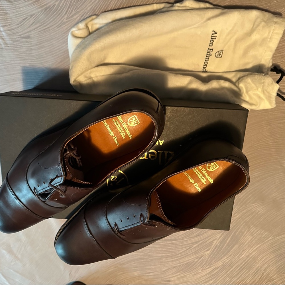 Allen Edmonds Men's Brown Leather Shoes size 12 D NWT retail $495